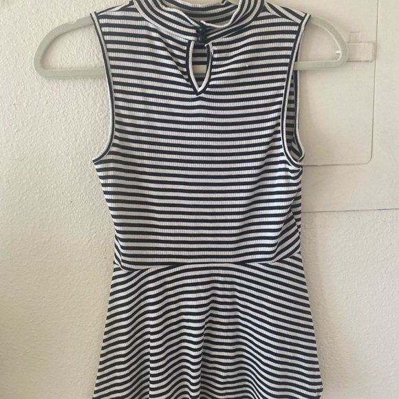 Striped Peplum High Neck Blouse - Picture 7 of 12